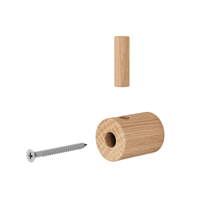 取り付けは驚くほどシンプル。台座の穴にネジで固定し、円柱を差し込むだけ。