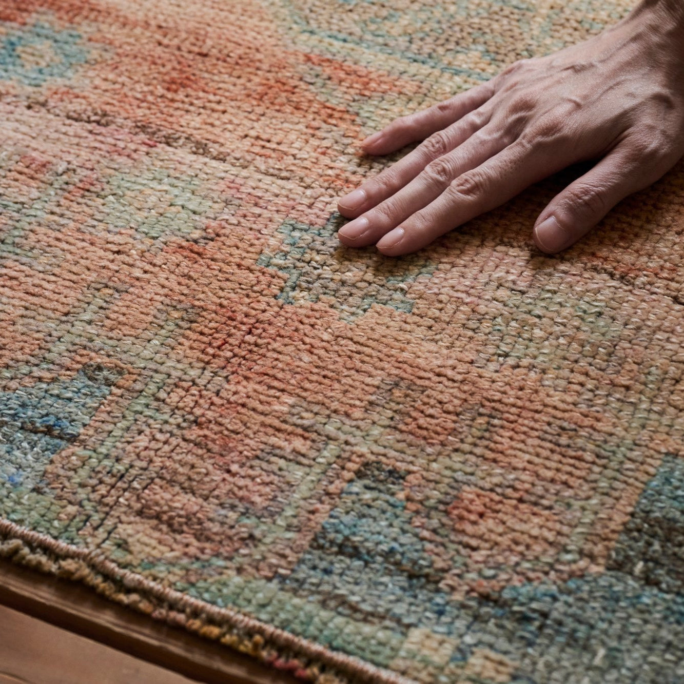 ＊ヴィンテージラグ トルコラグ ラウンドラグ Vintage rug 07＊ ヴィンテージラグ | トルコ・ドアサイズ No.02 | オレンジ | 87×50 – tiflo